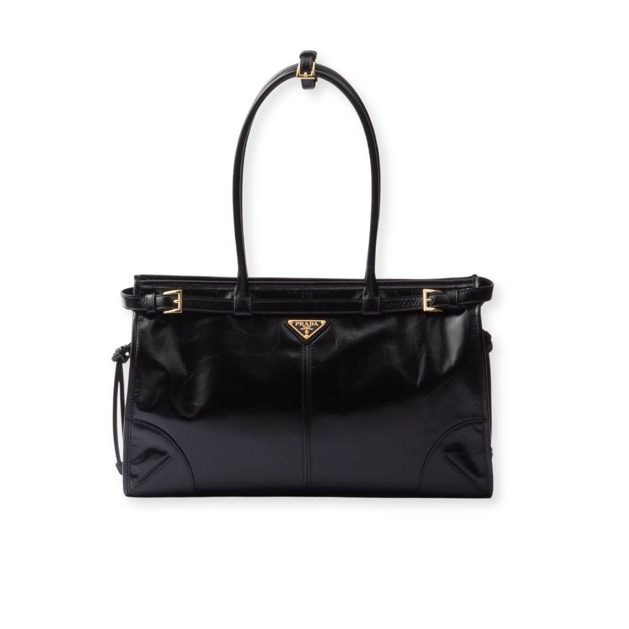 Prada Bonnie Large Leather Handbag Black 38cm 1BA433 2CYR F0002 V MOO