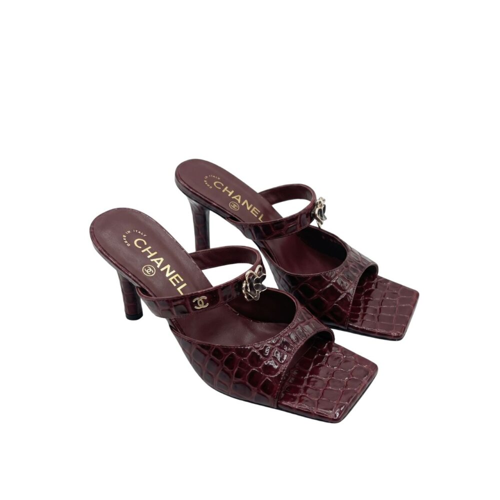 Chanel Crocodile Embossed Patent Calfskin Metal Red