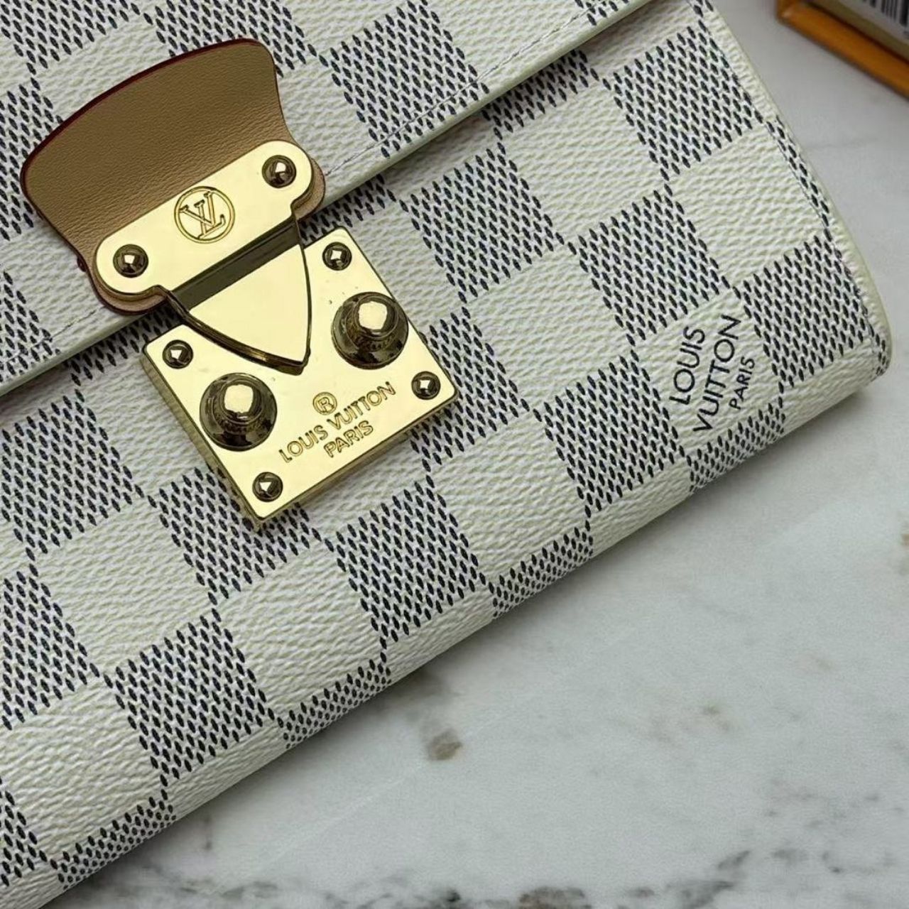 Louis Vuitton Sarah Wallet Damier Azur Rose Ballerine 12cm - Image 4