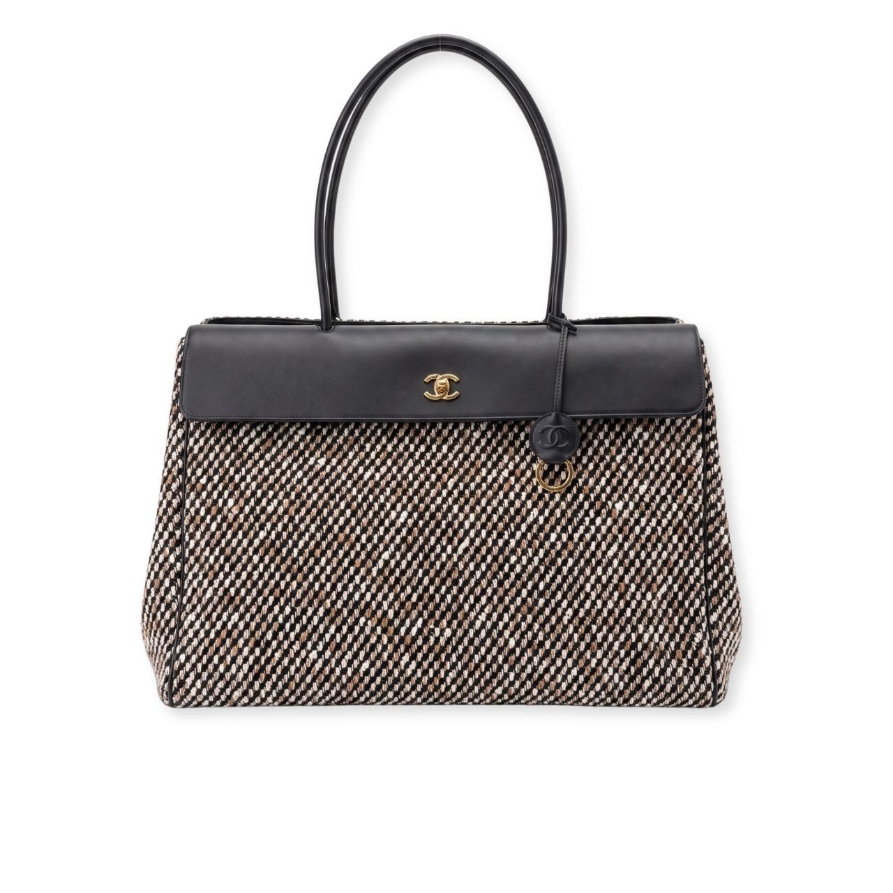 Chanel Shopping Flap Tweed Tote Black Multicolor Large 43Cm