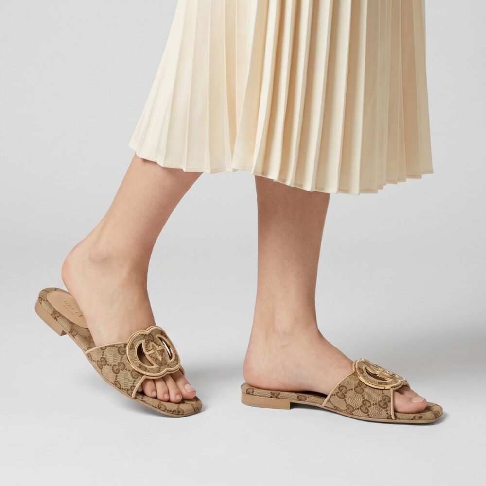 Alternative view of Gucci Interlocking G Cut Out Slide Sandal Beige