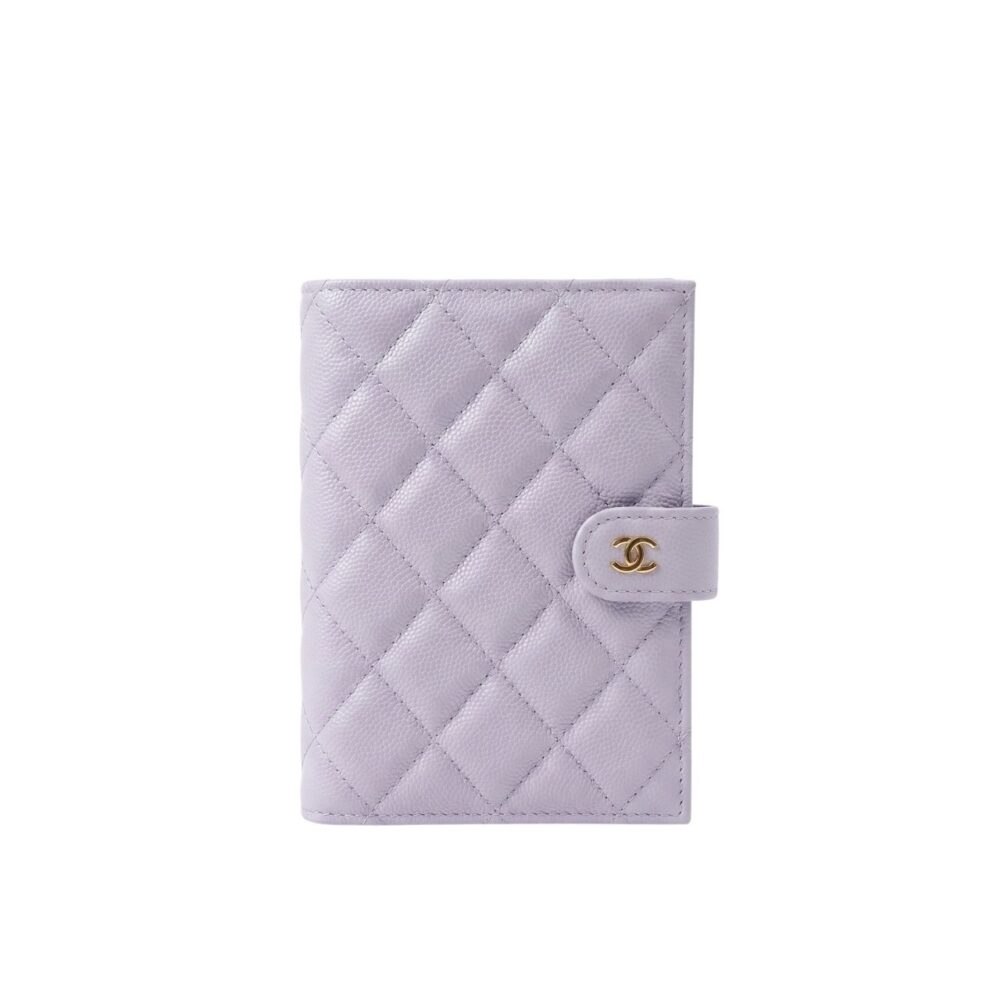 Chanel Classic Passport Holder Grained Shiny Calfskin Gold Tone Metal 15cm