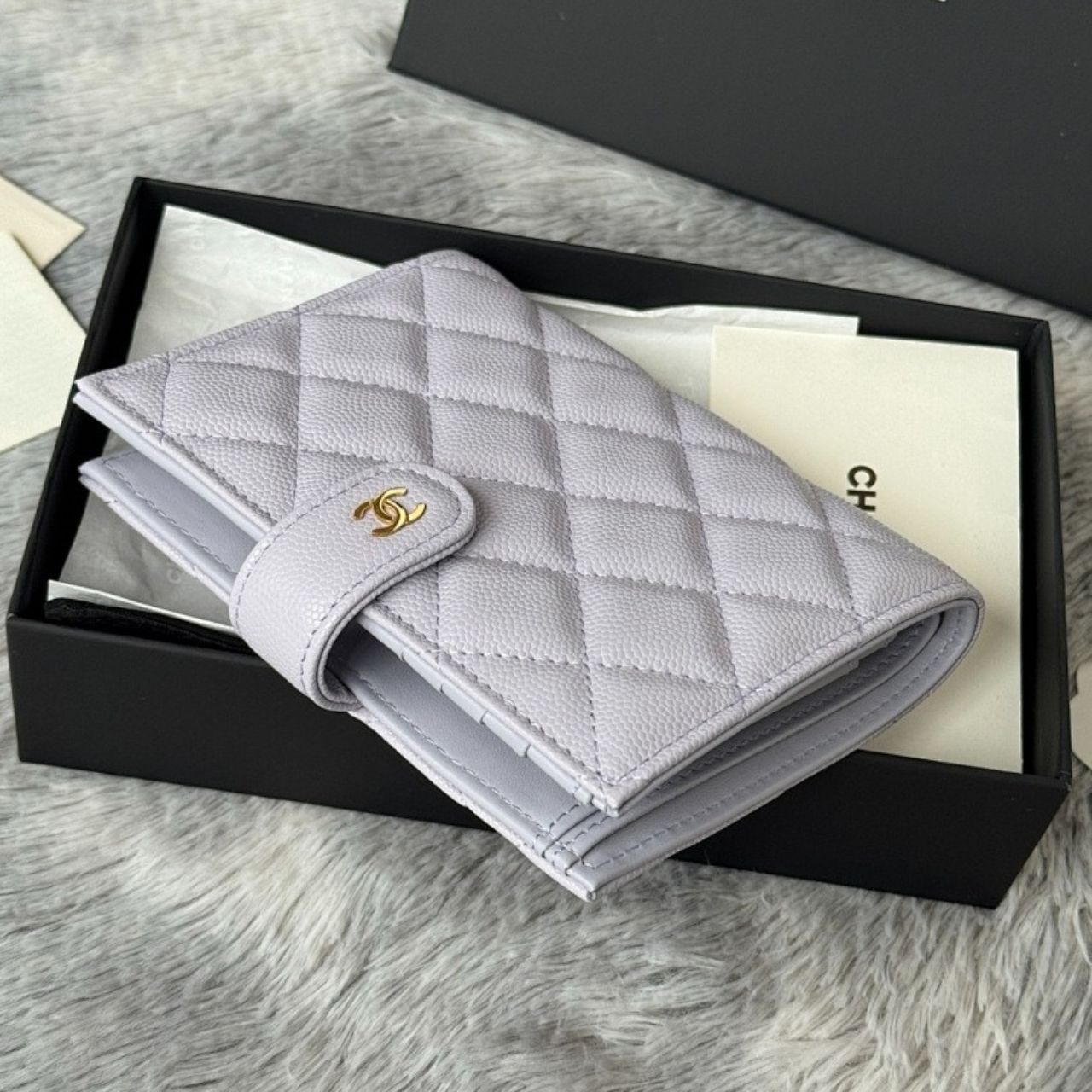 Chanel Classic Passport Holder Grained Shiny Calfskin Gold Tone Metal 15cm - Image 6