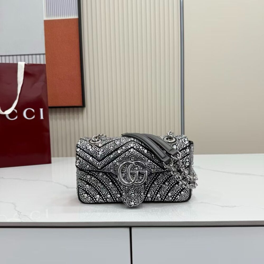 Alternative view of Prestige Edition – Gucci Marmont Crystal Embellished Small Shoulder Bag 22cm