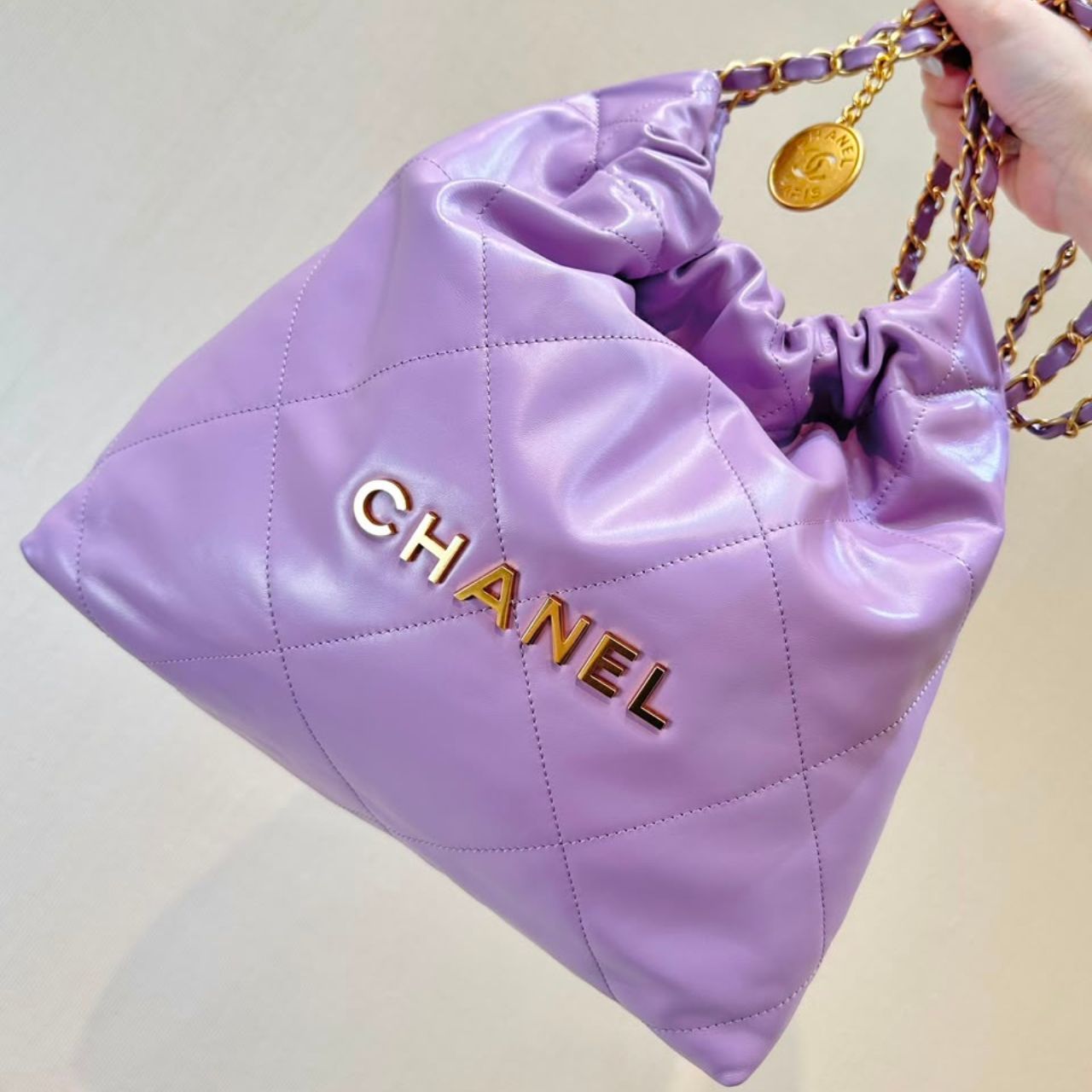 Chanel 22 Mini Handbag Light Purple 20cm AS3980 B19059 94305 - Image 9