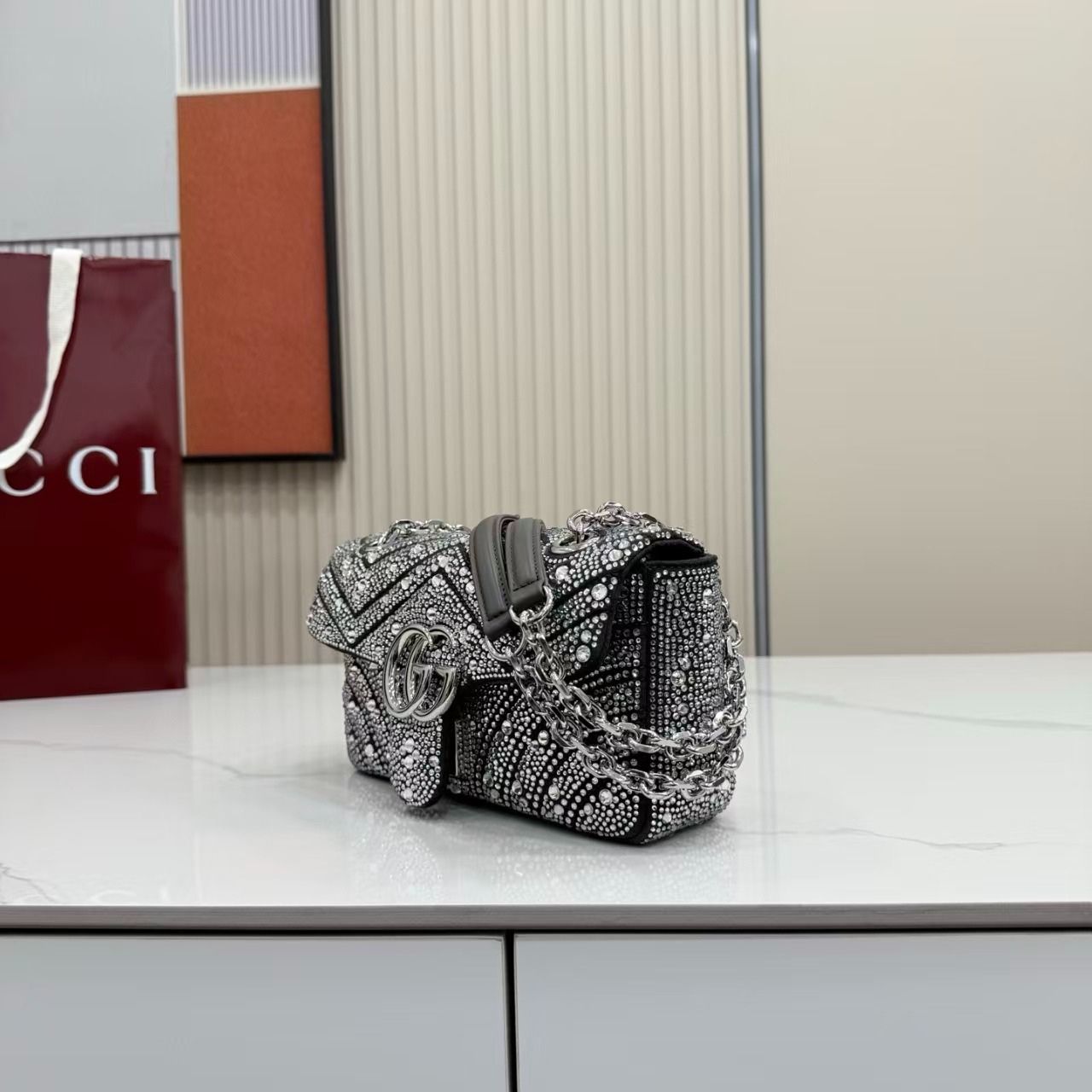 Prestige Edition – Gucci Marmont Crystal Embellished Small Shoulder Bag 22cm - Image 4