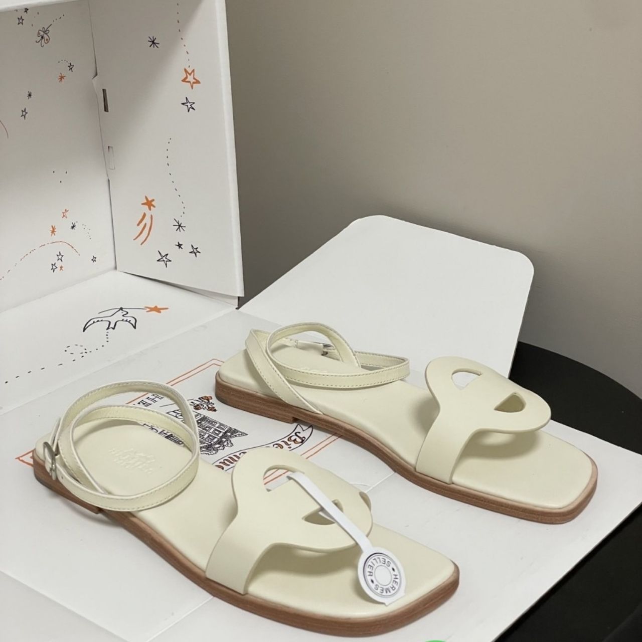Hermes Julie Sandal Blanc H242061Z 02360 - Image 7