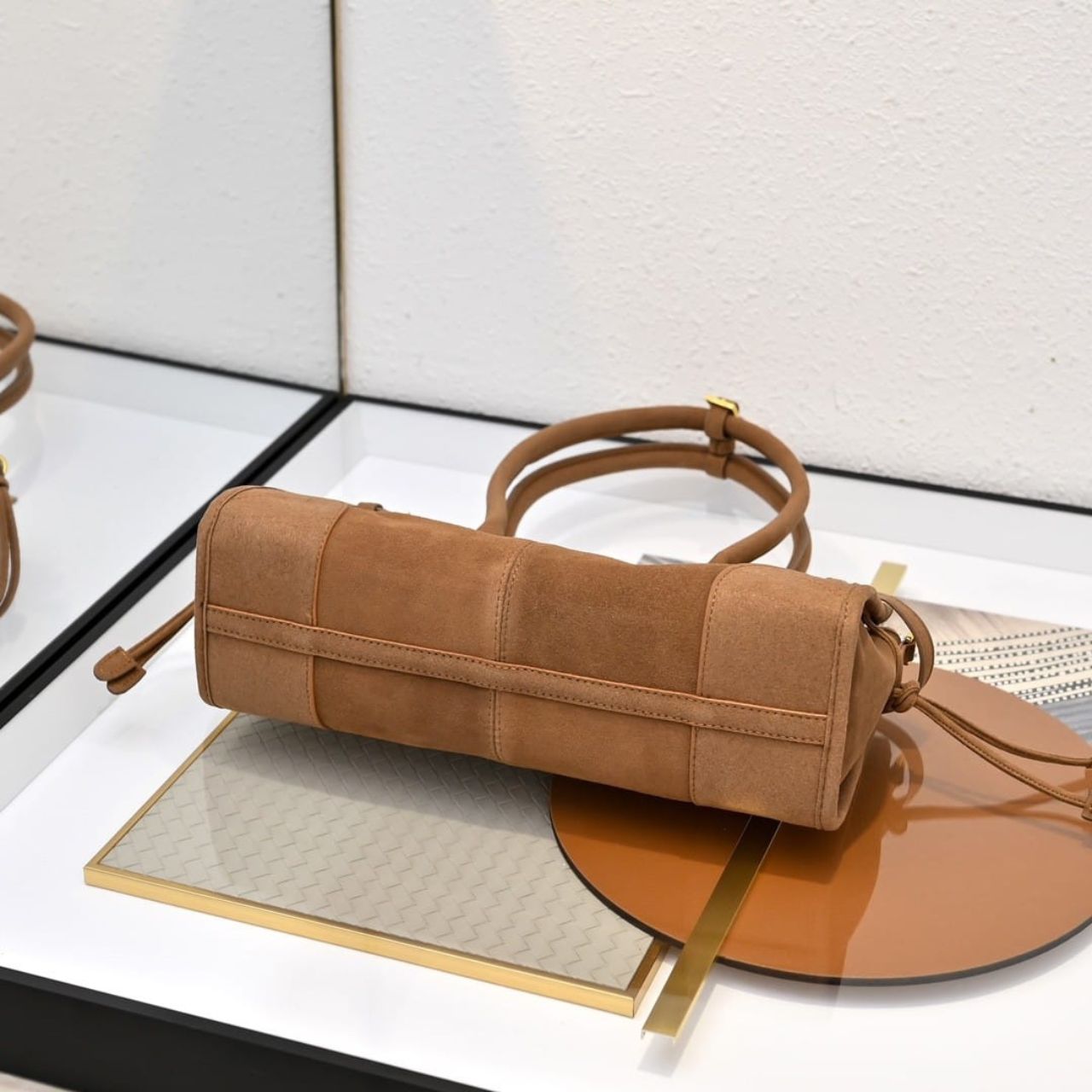 Prada Bonnie Medium Suede Handbag Cinnamon 32cm 1BA426 2C4S F0401 V MOO - Image 9