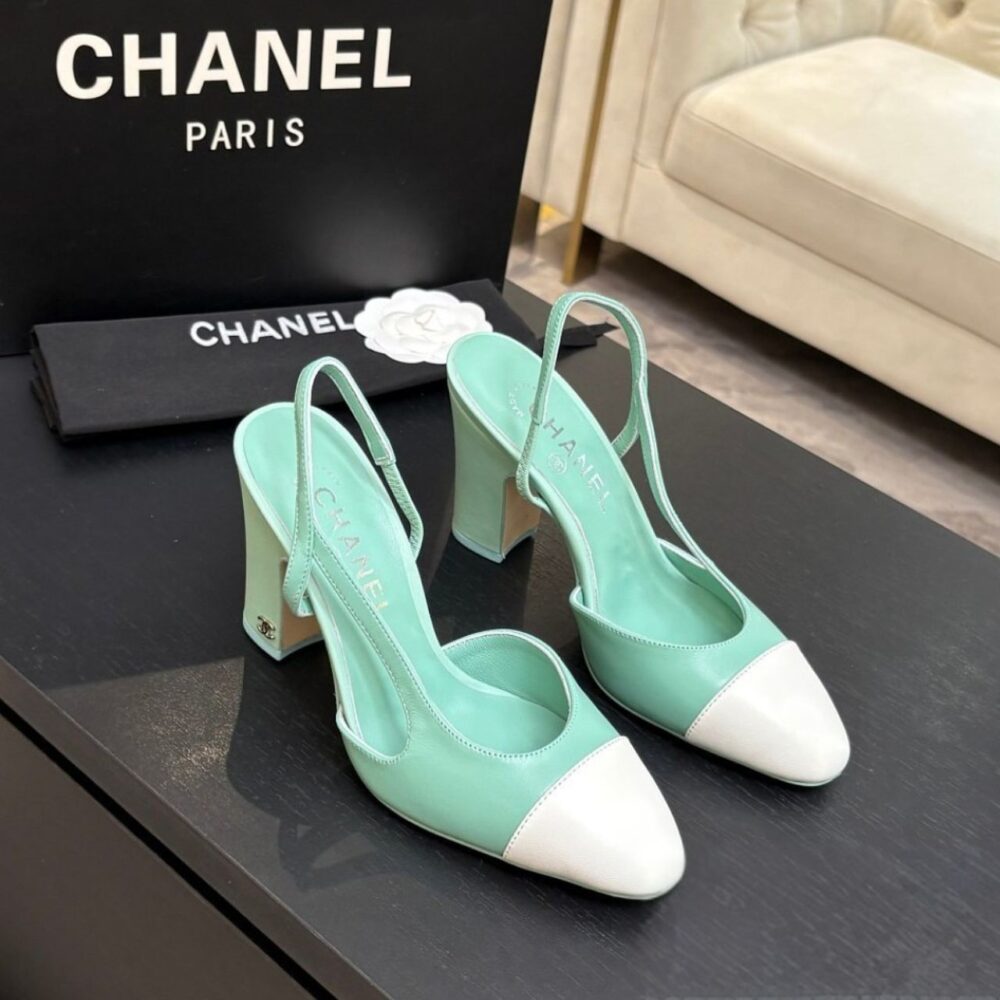 Alternative view of Chanel Slingbacks Mint Green White