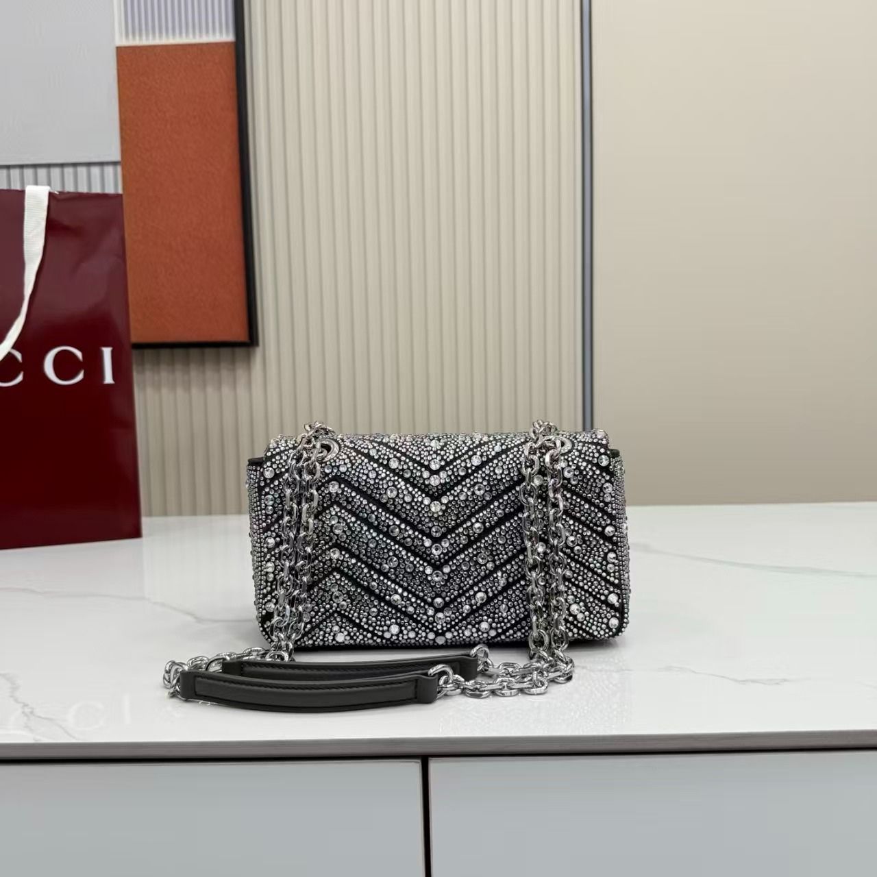 Prestige Edition – Gucci Marmont Crystal Embellished Small Shoulder Bag 22cm - Image 6