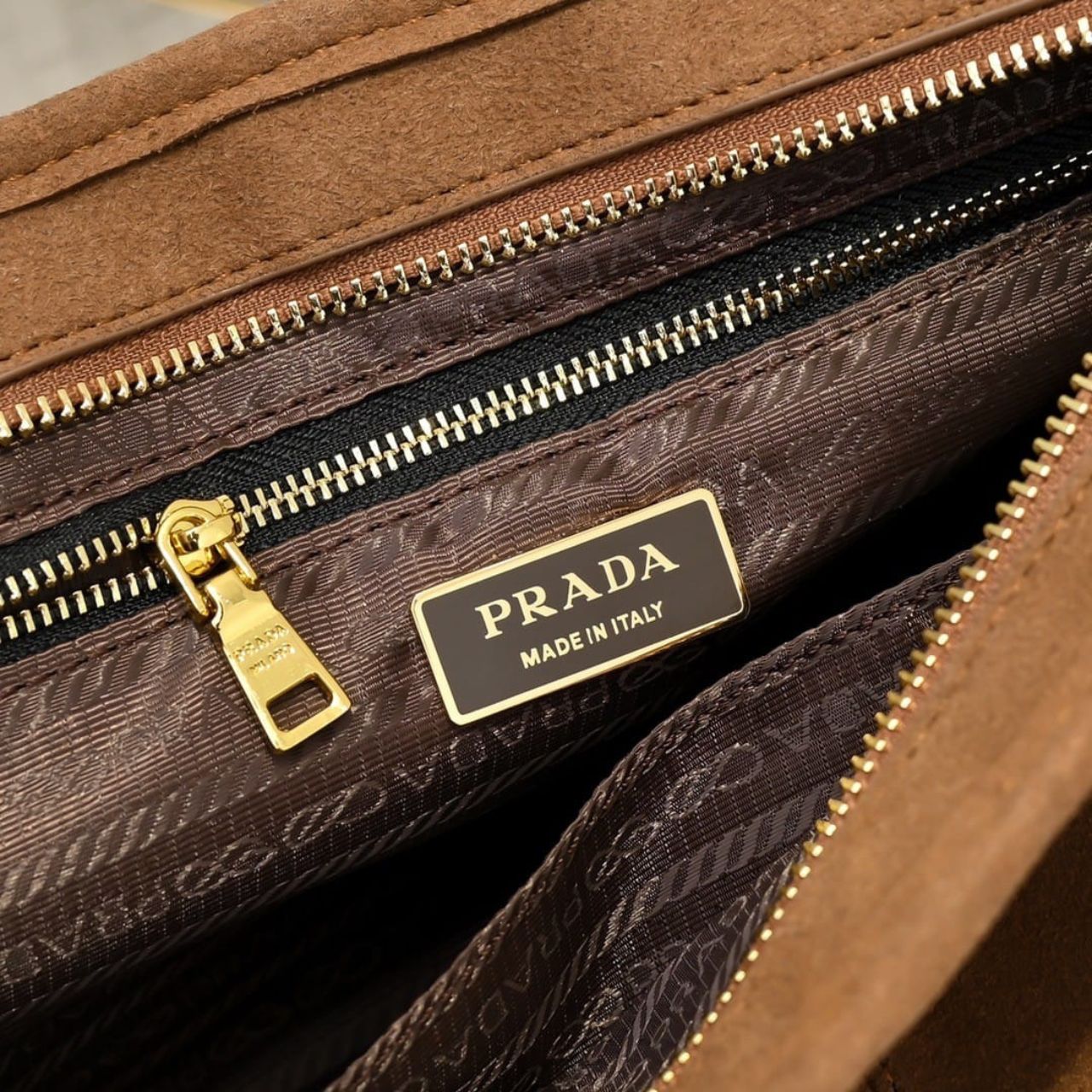 Prada Bonnie Medium Suede Handbag Cinnamon 32cm 1BA426 2C4S F0401 V MOO - Image 8