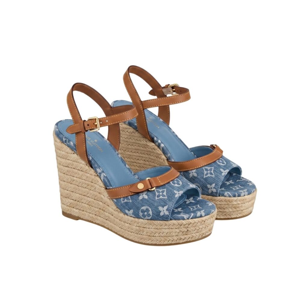 Louis Vuitton Helios Wedge Sandal Bleu Denim 1AJL37