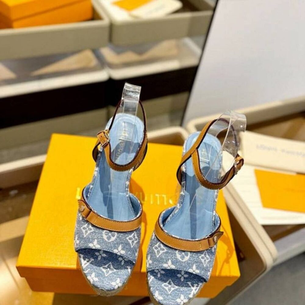 Alternative view of Louis Vuitton Helios Wedge Sandal Bleu Denim 1AJL37