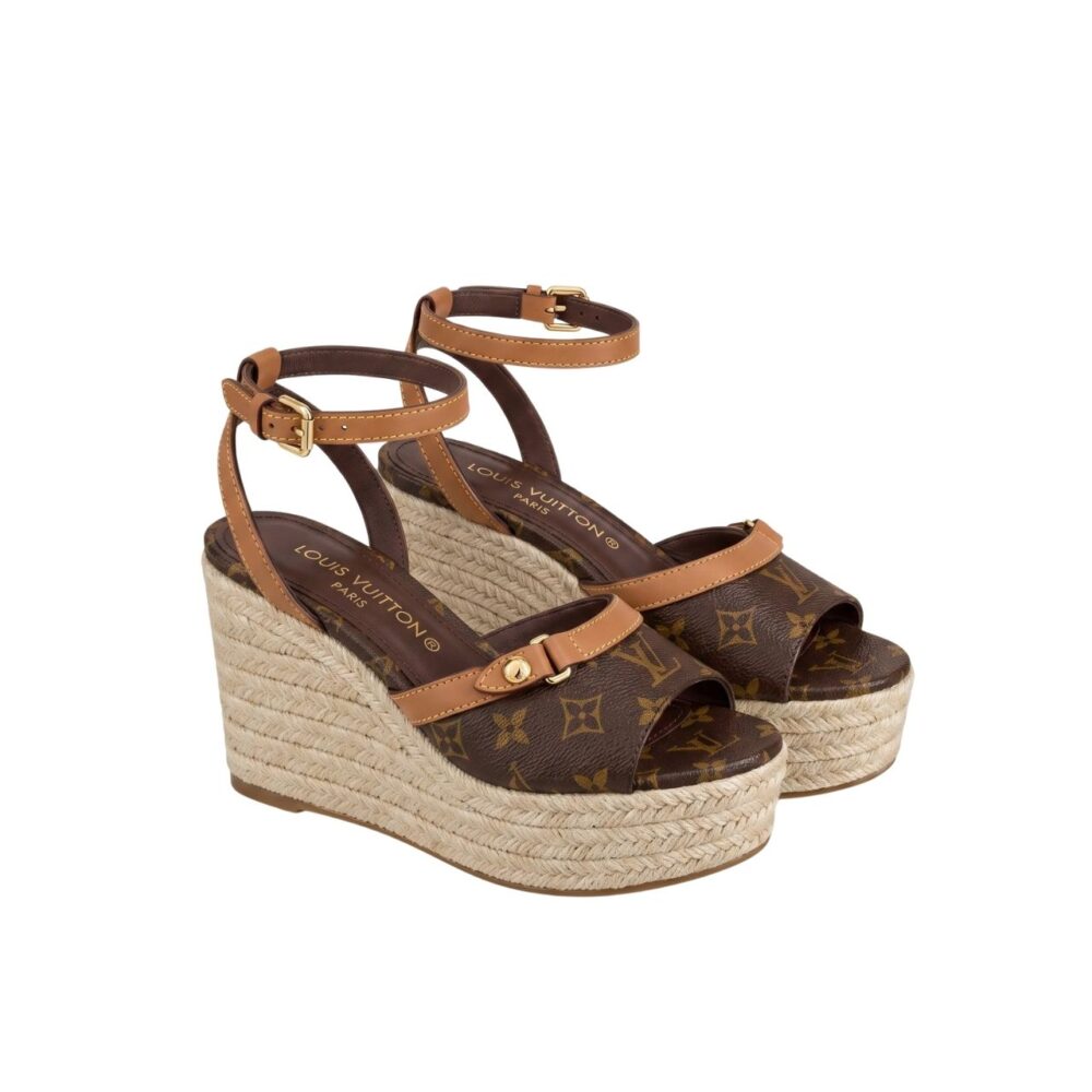 Louis Vuitton Helios Wedge Sandal Brown