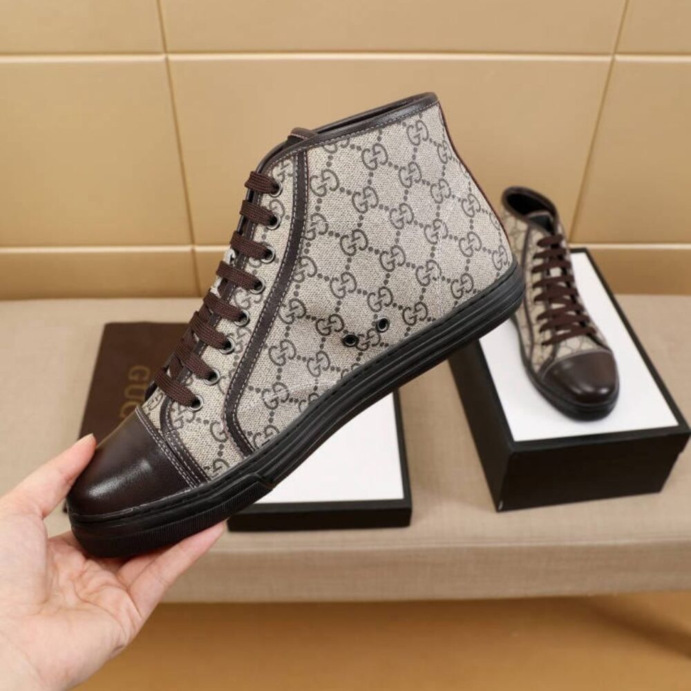 Alternative view of Gucci Brown Monogram High Top Canvas Sneakers