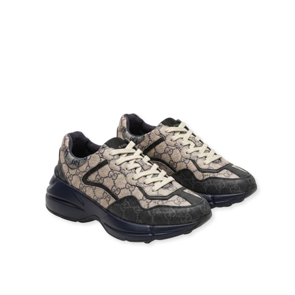 Gucci Rhyton Sneaker Beige Ebony GG Supreme Dark Blue