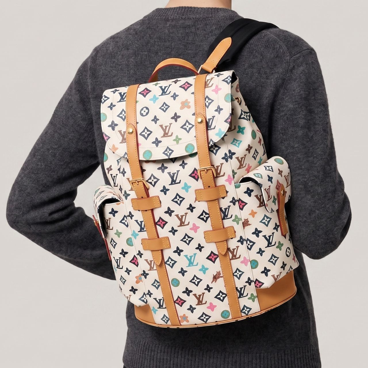 Louis Vuitton Christopher Backpack Monogram Multicolor White 41Cm - Image 2