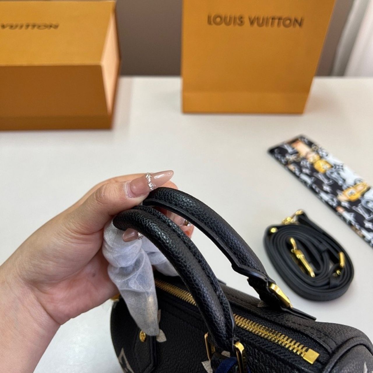 Louis Vuitton Nano Speedy Monogram Empreinte Black 16cm M81456 - Image 3