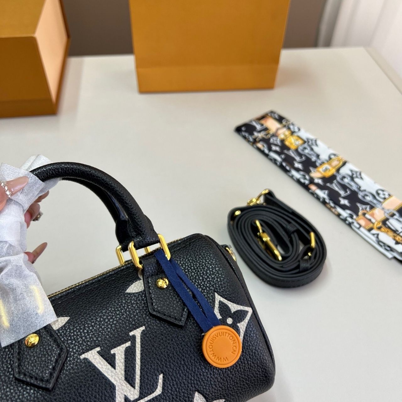 Louis Vuitton Nano Speedy Monogram Empreinte Black 16cm M81456 - Image 7