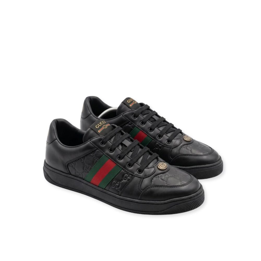 Gucci Ace Sneaker Black GG Embossed Leather