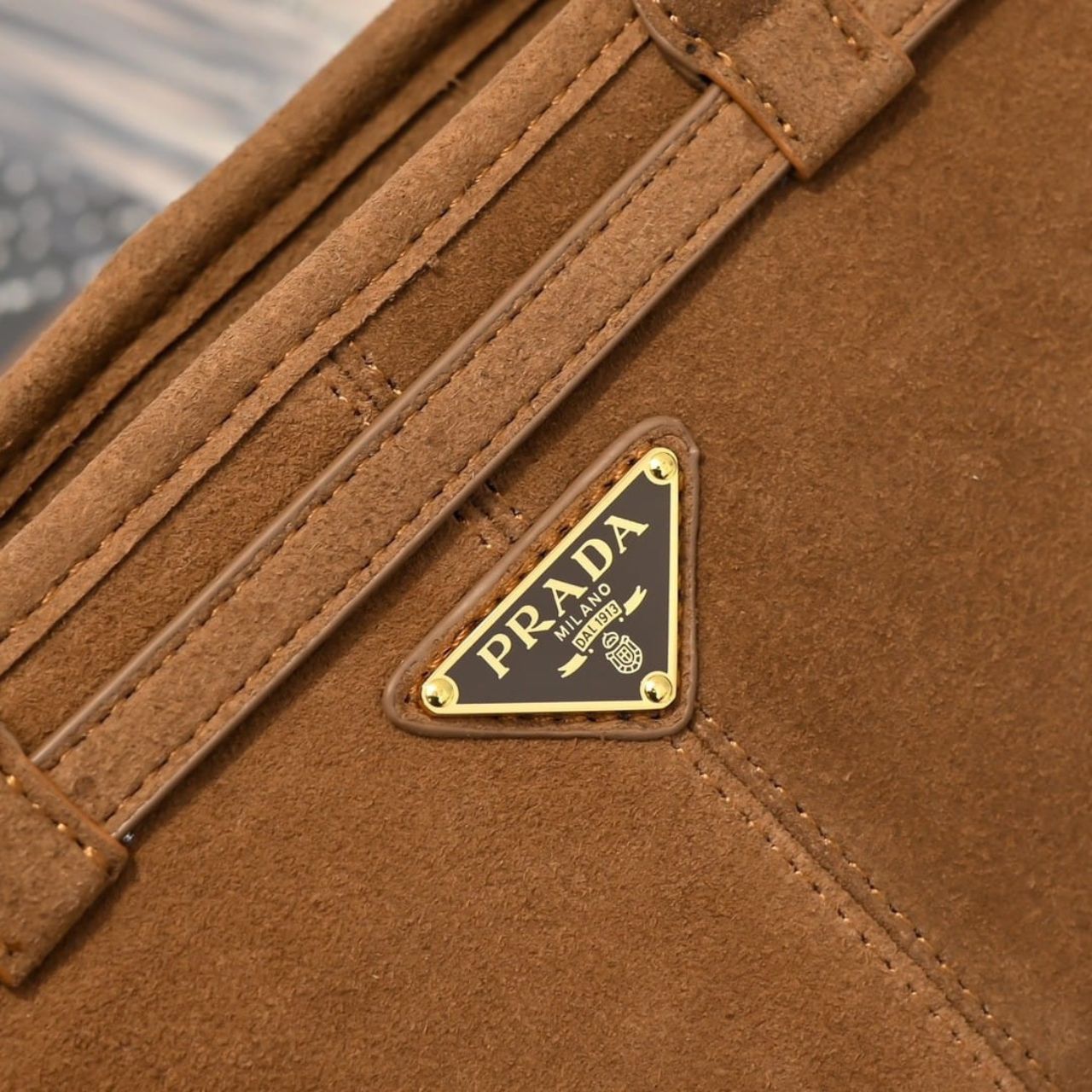 Prada Bonnie Medium Suede Handbag Cinnamon 32cm 1BA426 2C4S F0401 V MOO - Image 4