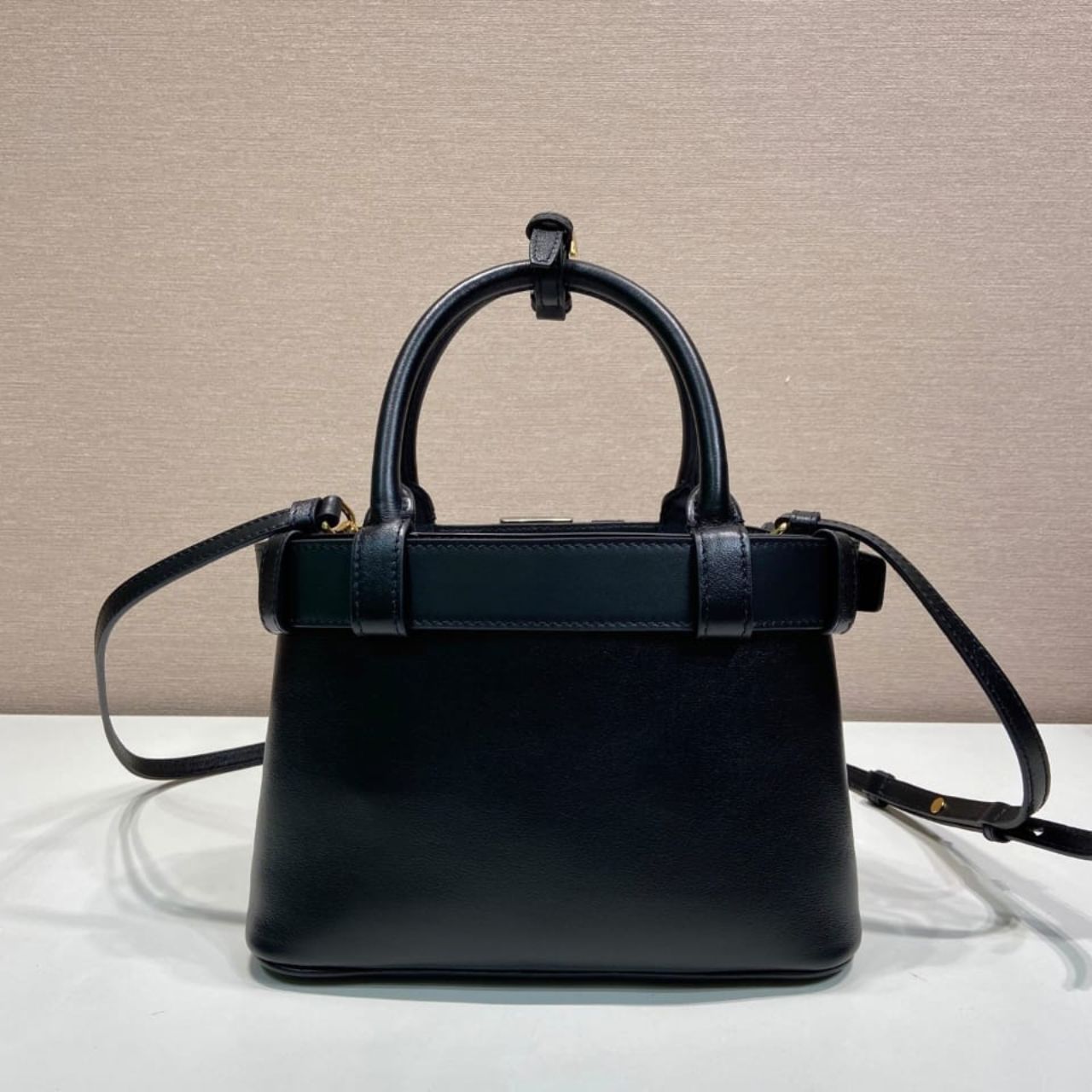 Prestige Edition - Prada Buckle Small Leather Bag With Belt Black 22cm 1BA502 2CY9 F0002 V OBO - Image 7