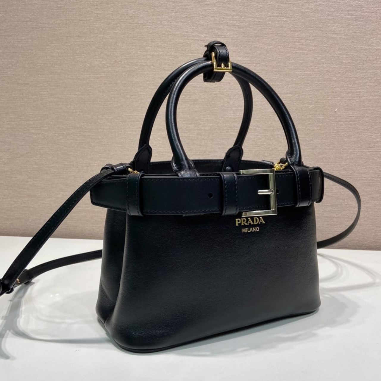 Prestige Edition - Prada Buckle Small Leather Bag With Belt Black 22cm 1BA502 2CY9 F0002 V OBO - Image 6