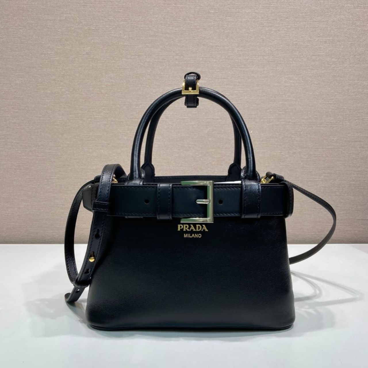 Prestige Edition - Prada Buckle Small Leather Bag With Belt Black 22cm 1BA502 2CY9 F0002 V OBO - Image 3