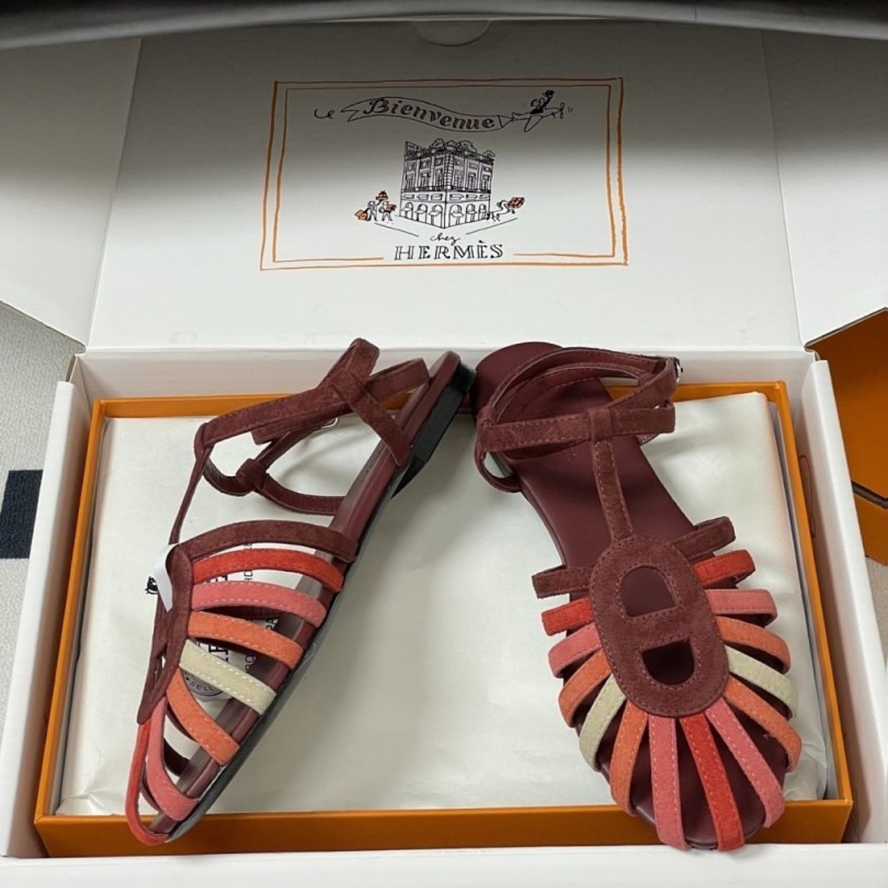 Hermes Nour Sandal Multicolore Rouge H H262095Z L1360 - Image 3