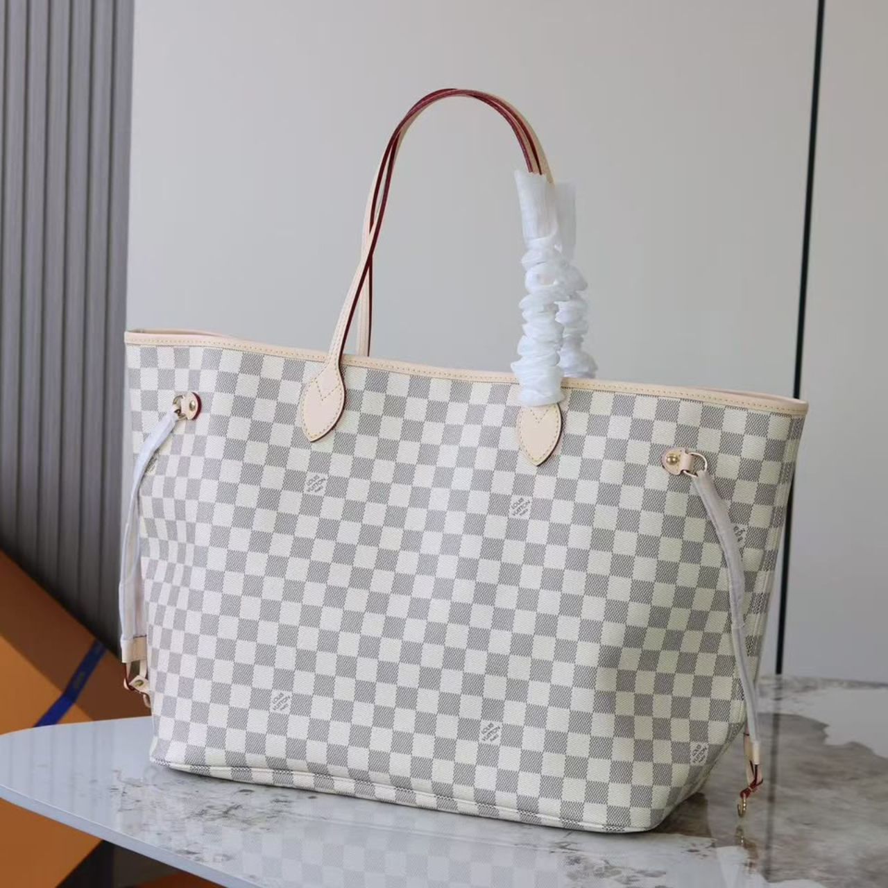 Prestige Edition - Louis Vuitton Neverfull MM Damier Azur Rose Ballerine 39Cm N41605 - Image 10