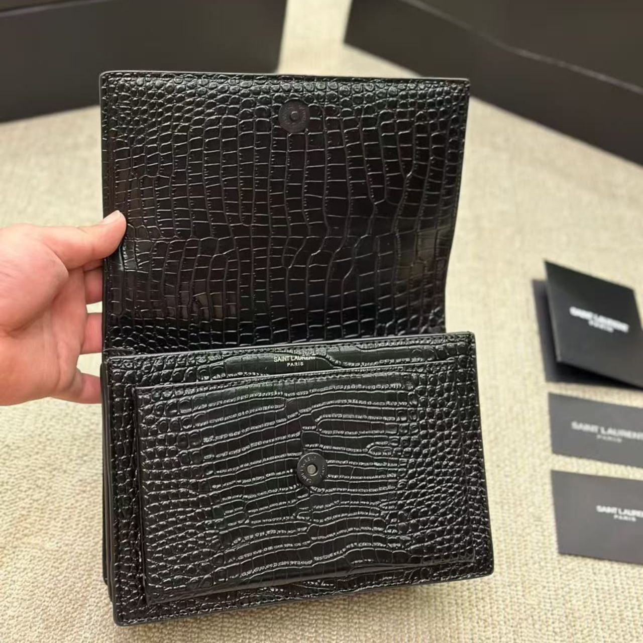 Saint Laurent Sunset Medium Chain Bag Black 22Cm 442906 DND1N 1000 - Image 7