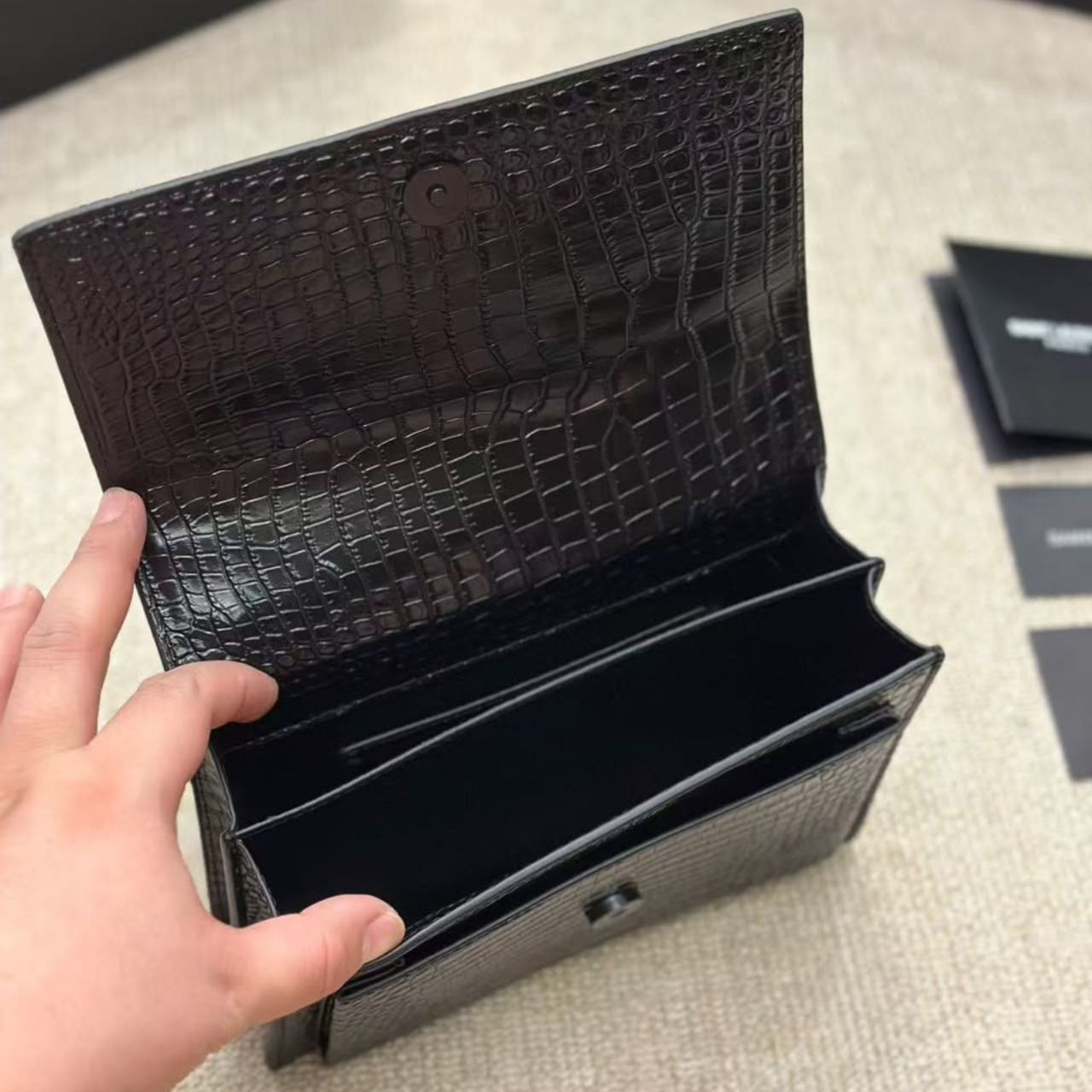 Saint Laurent Sunset Medium Chain Bag Black 22Cm 442906 DND1N 1000 - Image 6