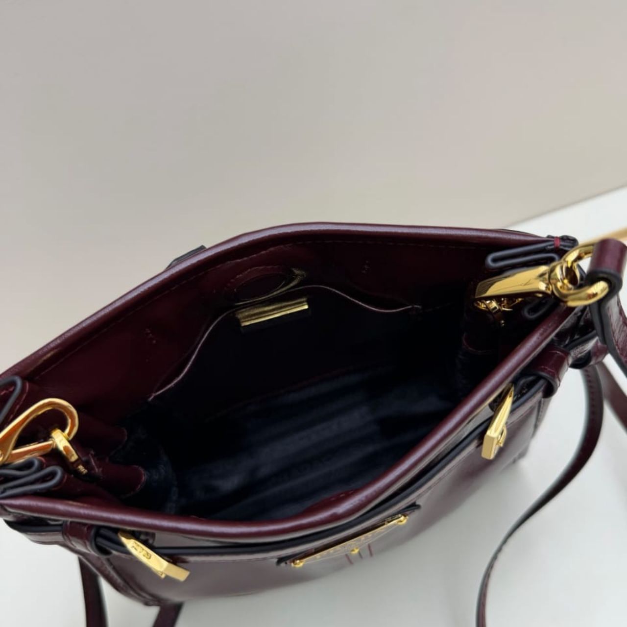 Prada Bonnie Leather Mini Shoulder Bag Burgundy 20cm 1BH229 2CYR F0LV7 V OOM - Image 8