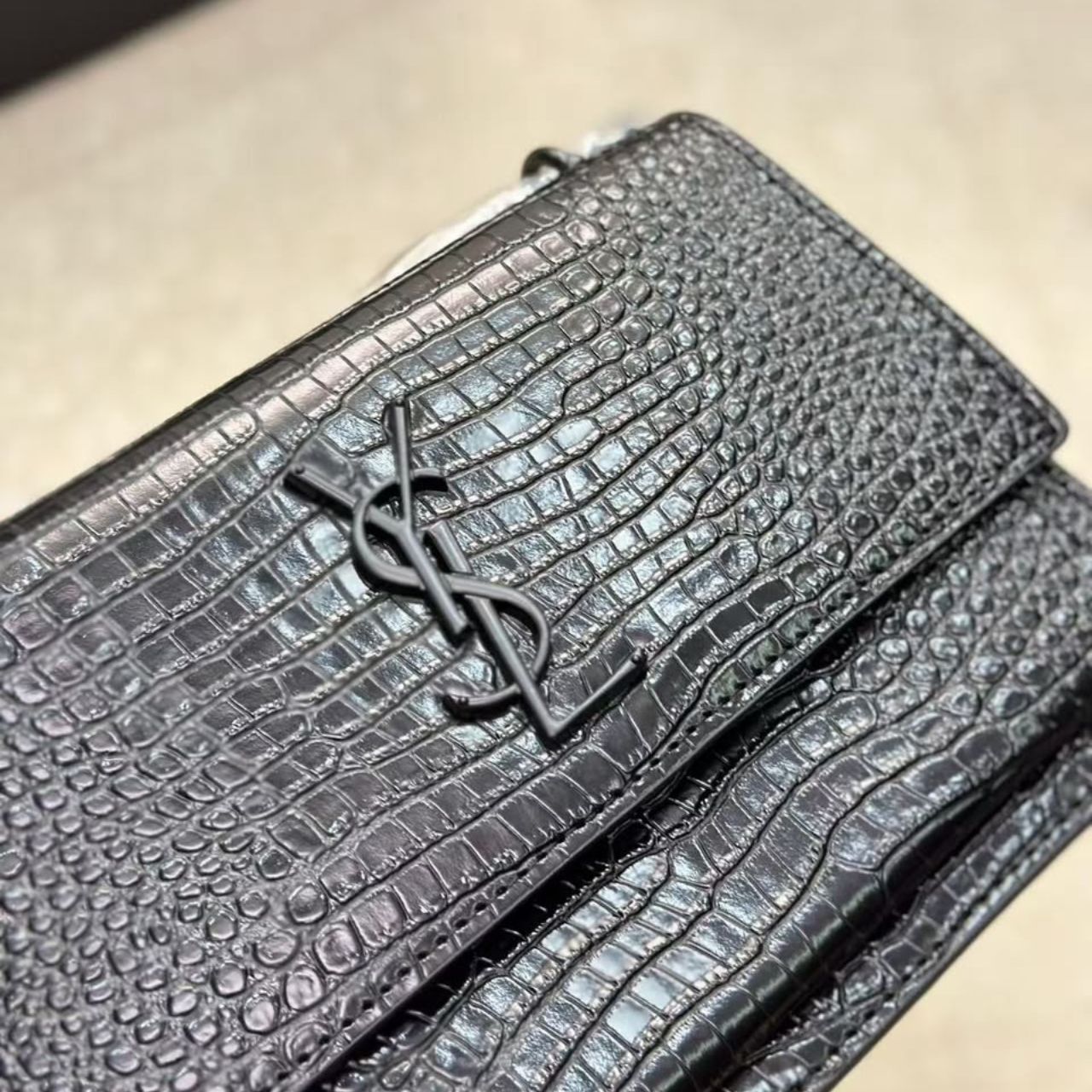 Saint Laurent Sunset Medium Chain Bag Black 22Cm 442906 DND1N 1000 - Image 5
