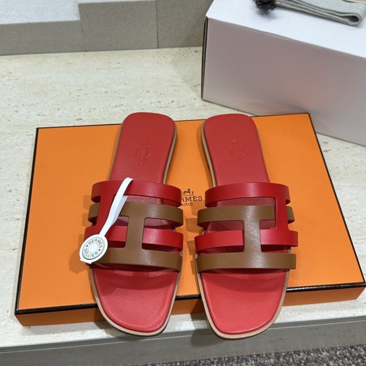 Hermes Amore Sandal Rouge Grenat Orange Solaire H201131Z 03360 - Image 4