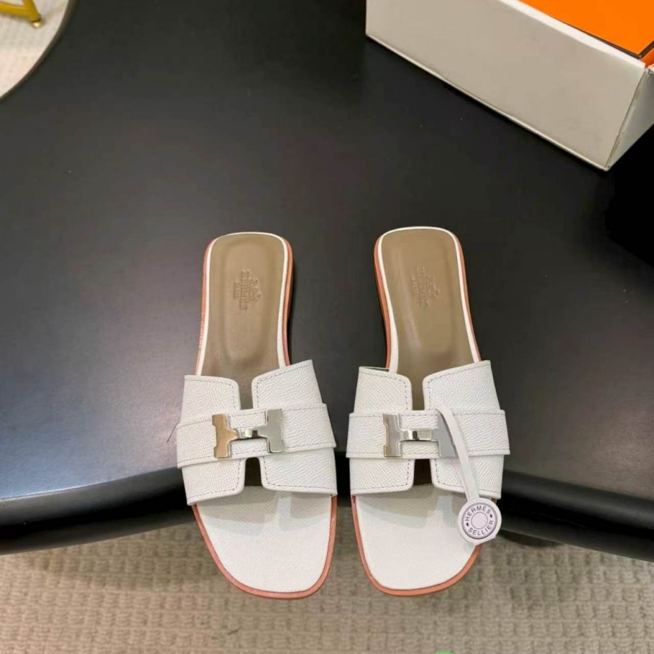 Hermes Oran Sandal Slipper White - Image 7