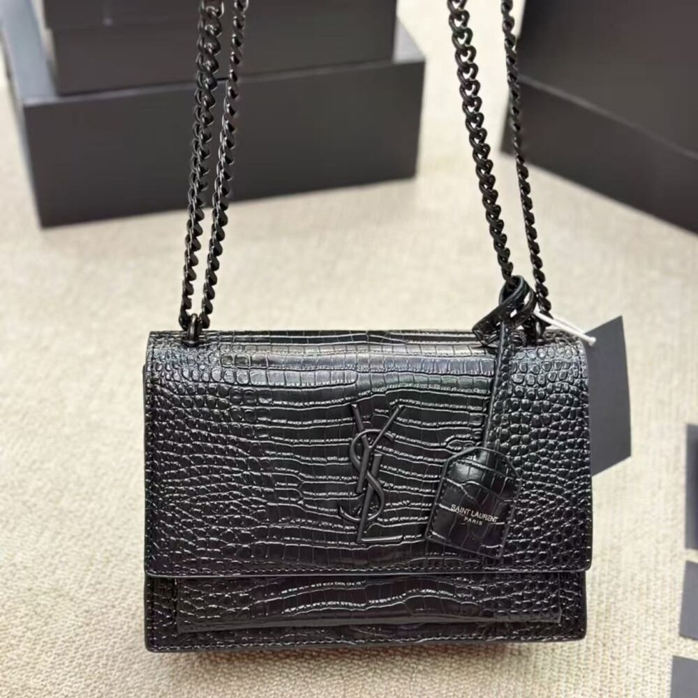 Alternative view of Saint Laurent Sunset Medium Chain Bag Black 22Cm 442906 DND1N 1000