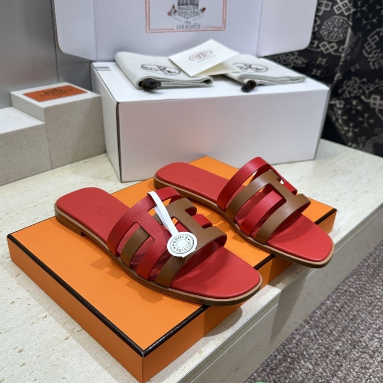 Hermes Amore Sandal Rouge Grenat Orange Solaire H201131Z 03360 - Image 5