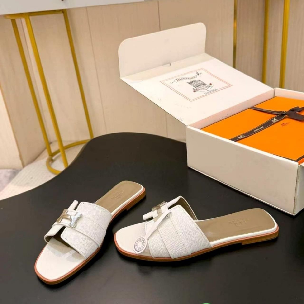 Hermes Oran Sandal Slipper White - Image 6