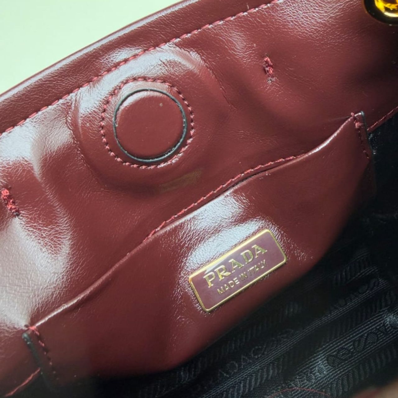 Prada Bonnie Leather Mini Shoulder Bag Burgundy 20cm 1BH229 2CYR F0LV7 V OOM - Image 4