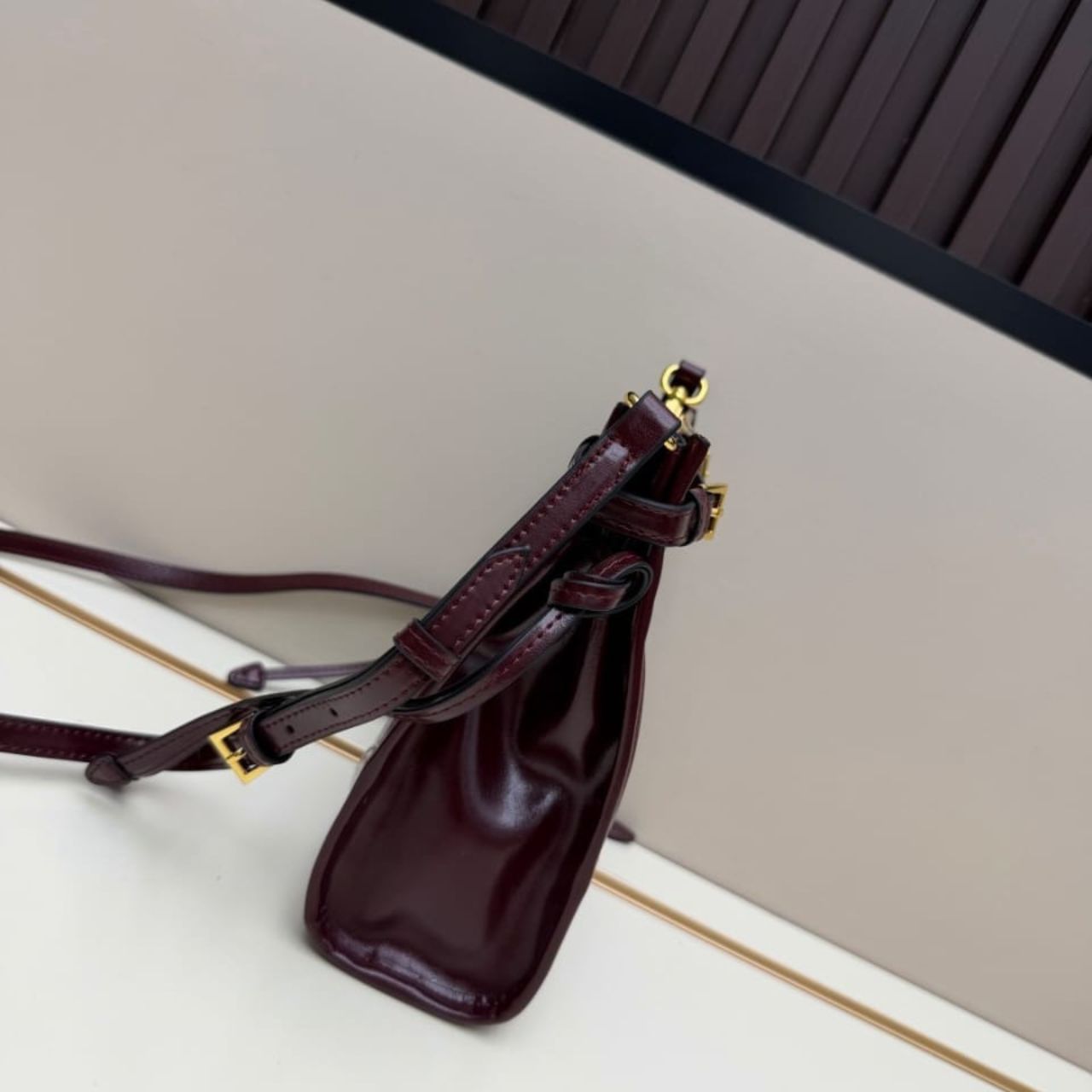 Prada Bonnie Leather Mini Shoulder Bag Burgundy 20cm 1BH229 2CYR F0LV7 V OOM - Image 3