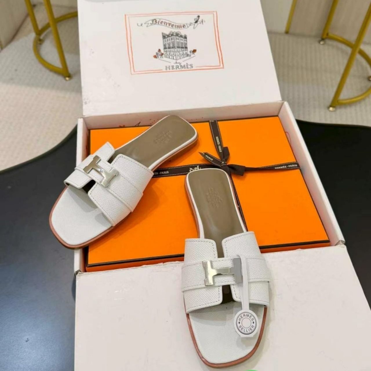 Hermes Oran Sandal Slipper White - Image 3