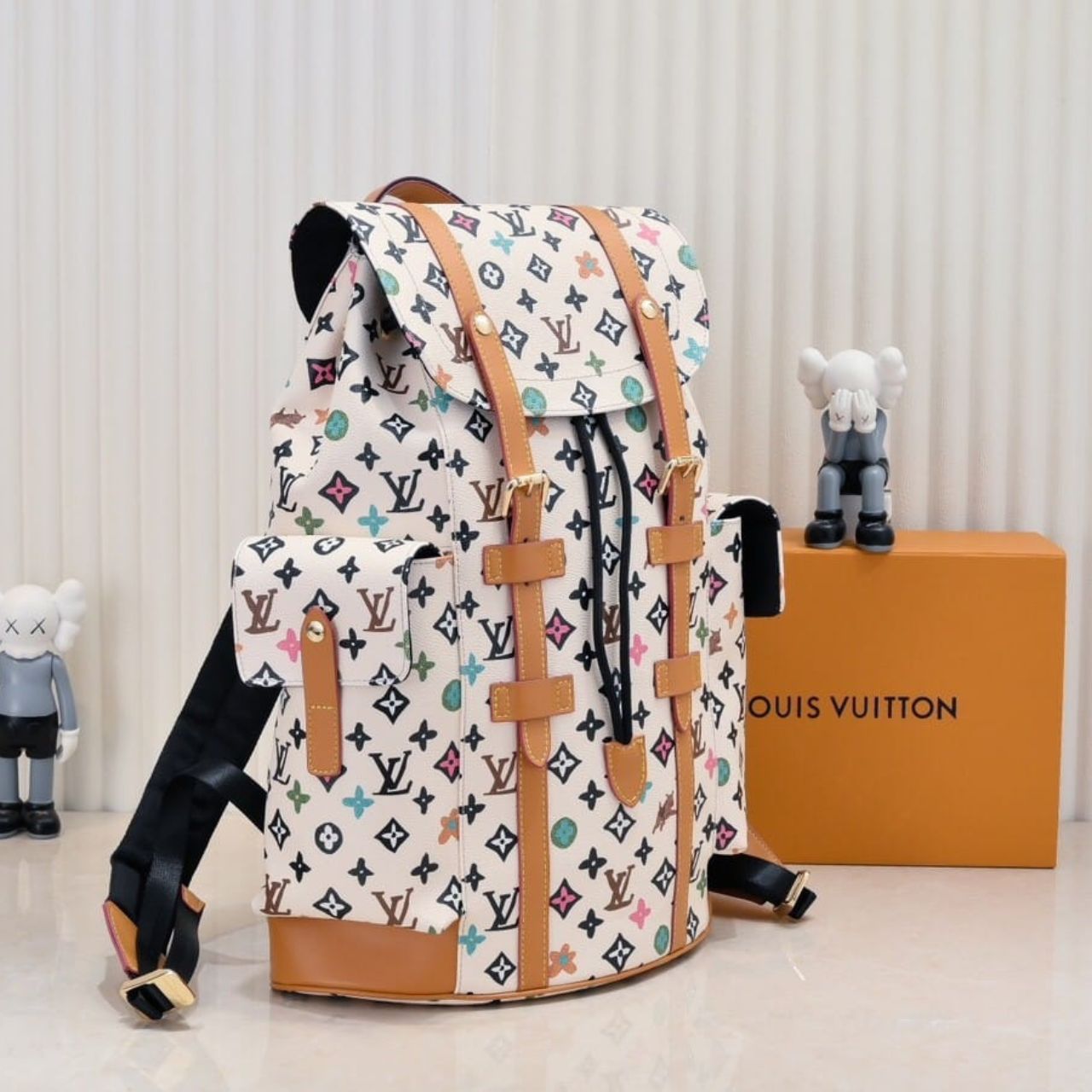 Louis Vuitton Christopher Backpack Monogram Multicolor White 41Cm - Image 10