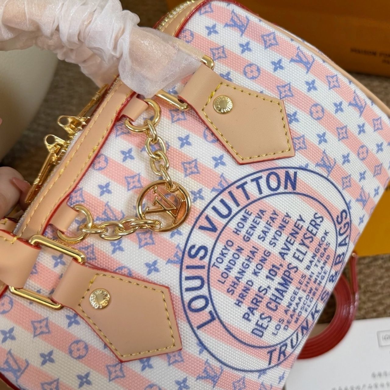 Louis Vuitton Speedy Bandouliere 20 LV Stamp Blue 20cm M28668 - Image 3