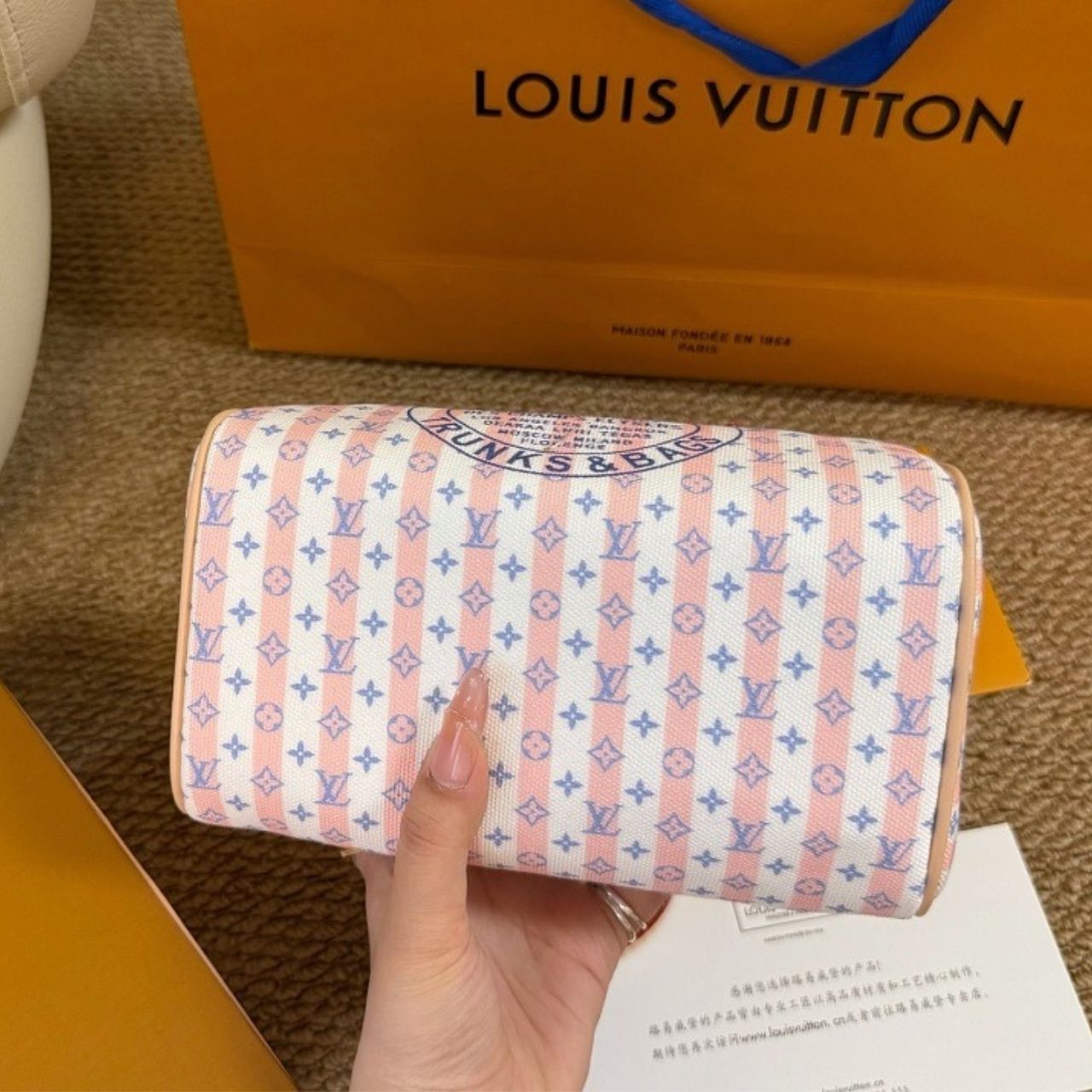 Louis Vuitton Speedy Bandouliere 20 LV Stamp Blue 20cm M28668 - Image 4