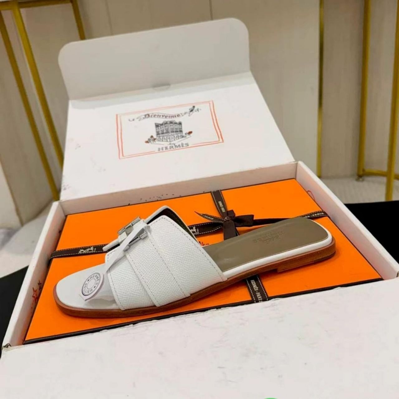 Hermes Oran Sandal Slipper White - Image 2