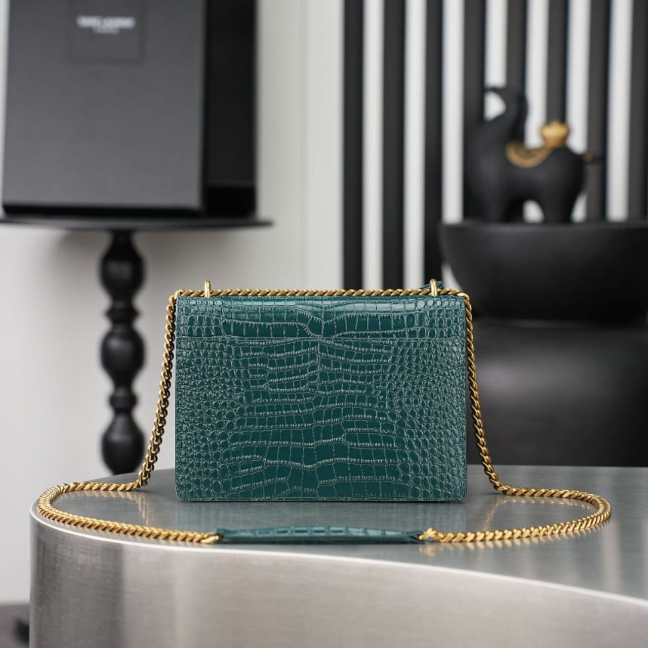 Prestige Edition - Saint Laurent Sunset Medium Chain Bag Dark Green 22cm 442906 DND0J 3120 - Image 3