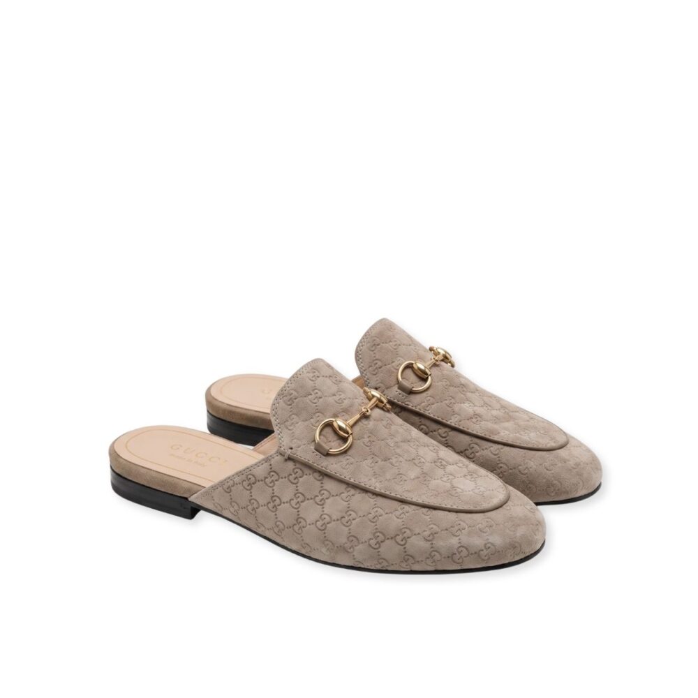 Gucci Princetown GG Velvet Mule Beige
