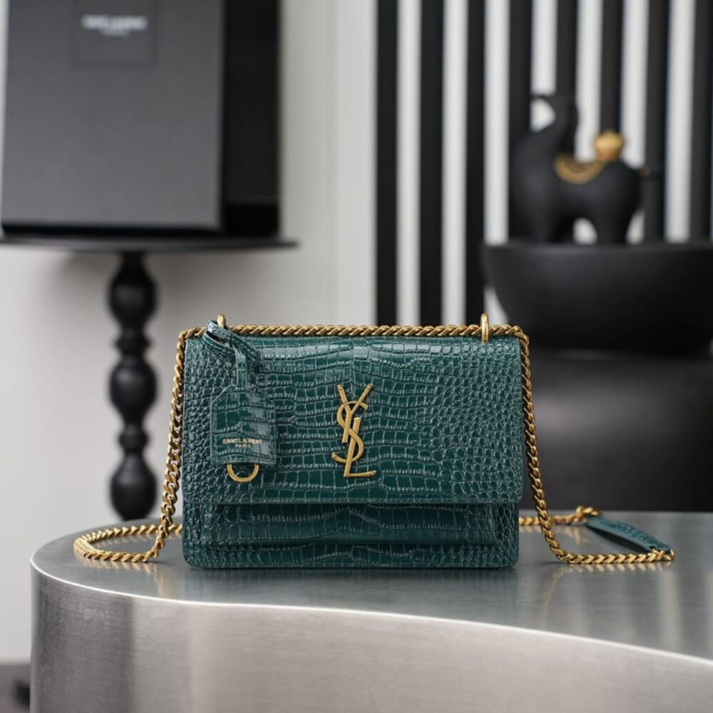 Alternative view of Prestige Edition - Saint Laurent Sunset Medium Chain Bag Dark Green 22cm 442906 DND0J 3120