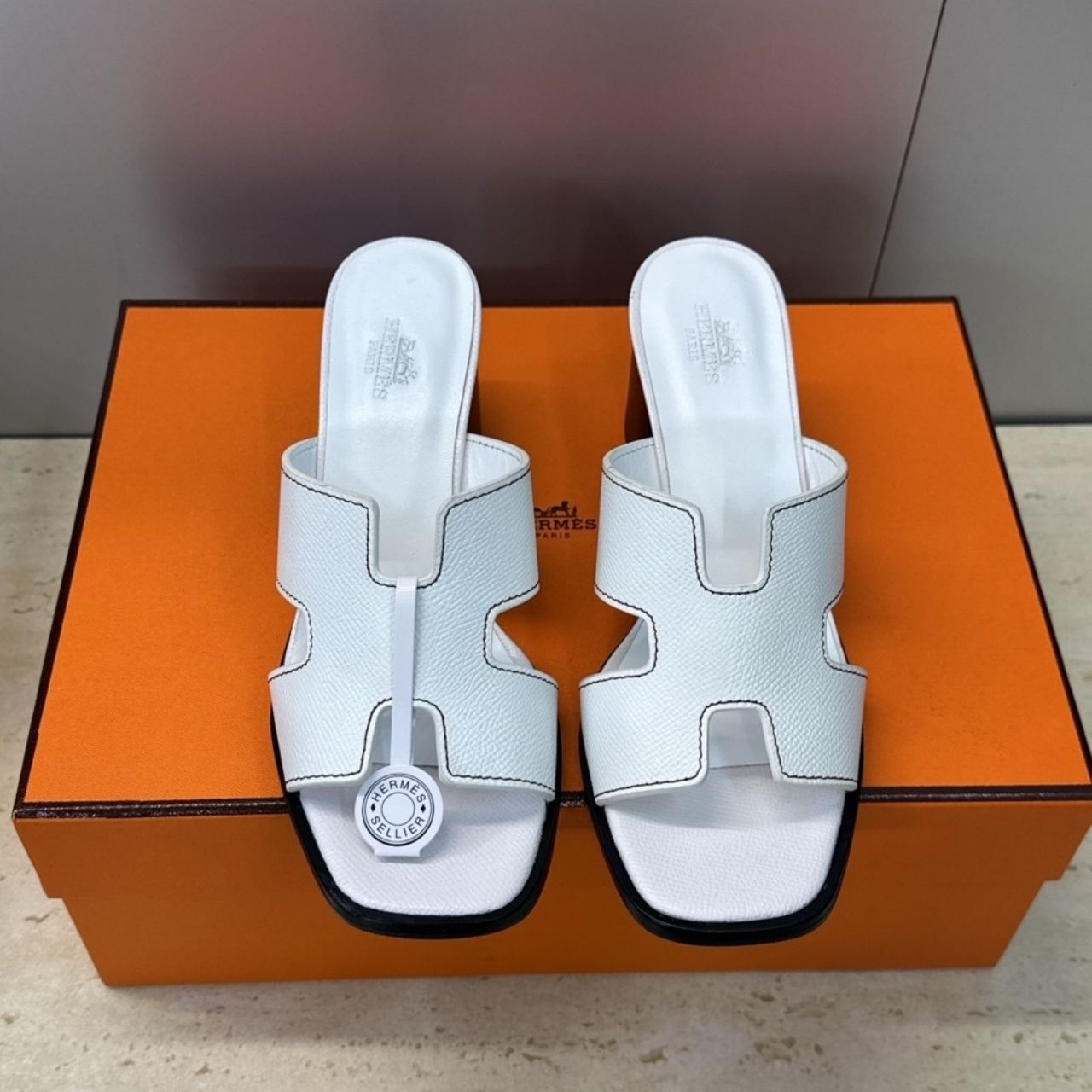 Hermes Helia 60 Sandal Blanc H232089Z 90370 - Image 7